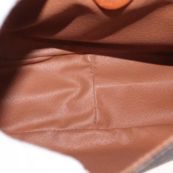 Authentic CELINE Macadam Canvas Shoulder Bag PVC Leather Brown Gold - Picture 3 of 16